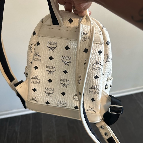 MCM White and Pink Studded Backpack - Picture 7 of 16